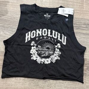 Hollister Black Honolulu Graphic Crop Top
